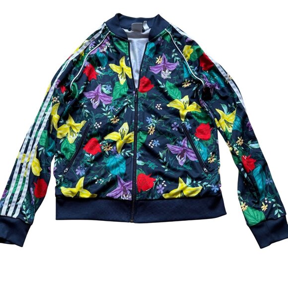 Adidas Size M Multicolor Blossom Of Life Floral Graphic Full Zip Track Jacket - Picture 2 of 15